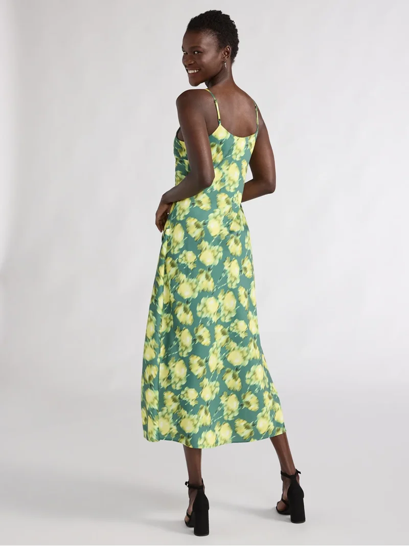 Scoop Women's Satin Midi Slip Dress with Side Slit, Sizes XS-XXL -  Walmart.com