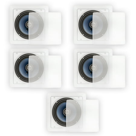 Blue Octave LS62 In Wall or In Ceiling 6.5" Speakers Home Theater 2-Way Square 5 Speaker Set