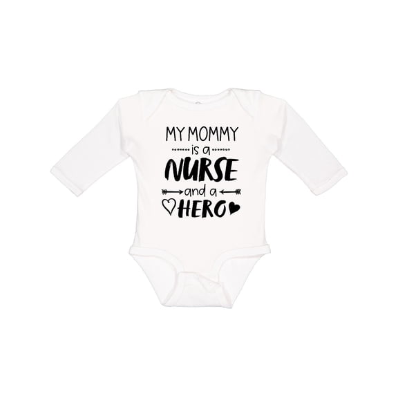 Inktastic My Mommy is a Nurse and a Hero Boys or Girls Long Sleeve Baby Bodysuit