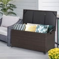 thumbnail image 3 of Yardi Yarda Outdoor 50 Gallon Wicker Storage Box with Zippered Liner, Durable Rattan Storage Box with Solid Steel Frame, Brown, 3 of 9