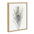 thumbnail image 2 of Kate and Laurel Sylvie Peacock Feather Natural Framed Canvas Wall Art by Simon Te Tai, 18x24 Natural, 2 of 5