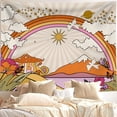 thumbnail image 5 of PBOBRIICH Boho Tapestry for Bedroom Retro  70s 60s Groovy Rainbow Tapestries Orange Tapestry Wall Hanging for Room,60Wx79L, 5 of 6