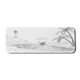 thumbnail image 1 of Beach Computer Mouse Pad, Seascape Sketch with Boat Palm Tree and Lighthouse Coastal Hand Drawn Artwork, Rectangle Non-Slip Rubber Mousepad Large, 31" x 12" Gaming Size, Black and White, by Ambesonne, 1 of 2