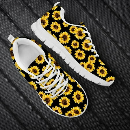 

Sport Jogging Running Shoes For Women Nurse Walk Casual Shoes Sunflower Print Air Mesh Lightweight Ladies Sneakers Woman Flats