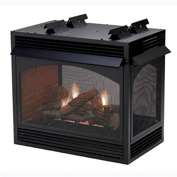 Empire VFP36PP32EP 36 in. Propane Millivolt Banded Brick Peninsula Fireplace