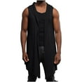 thumbnail image 4 of Somuwie Clearance Men Casual Sleeveless Solid Hooded Outdoor Sports Irregular Cardigan Tops, 4 of 9