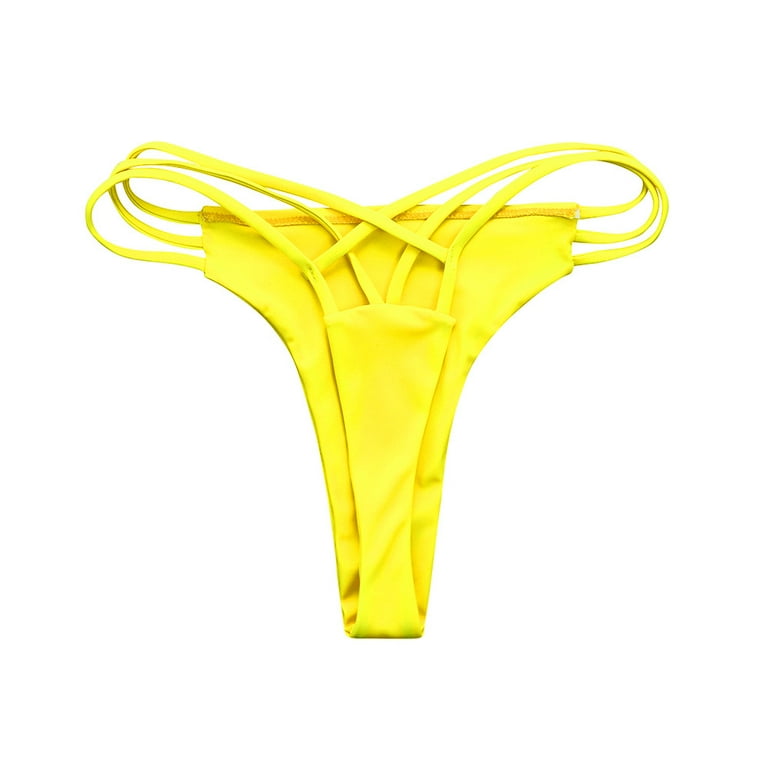eczipvz Womens Swim Shorts with Liner Women's High Cut Swimwear Print Beach  Bikini Panty High Waisted Thong Bikini Bottoms Yellow,M 
