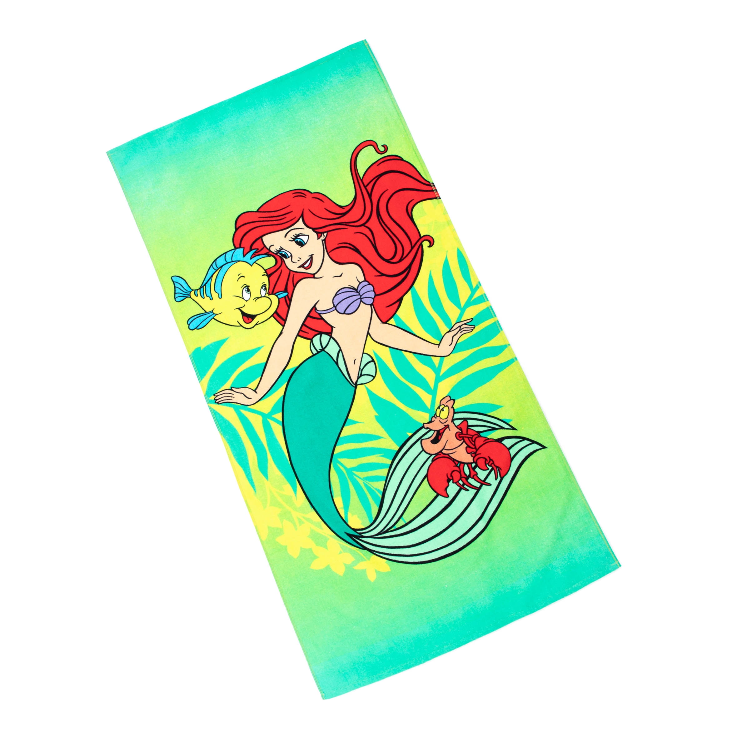 Little Mermaid Swimming & Smiles Kids Beach Towel, 27 x 54, Green, Disney