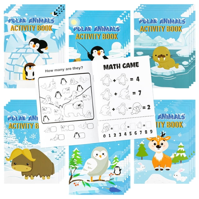 Libros de actividades Dvbonike Polar Animals para niños, invierno, 24 unidades