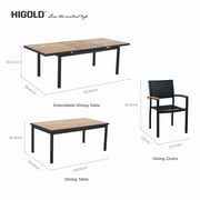 Heck 13 Pieces Aluminum Outdoor Dining Set for 12 Person, FSC Teak Patio Extendable Tabletop and Stackable Chairs, Charcoal Black