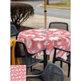 thumbnail image 5 of Outdoor Tablecloths with Umbrella Hole & Zipper, Tropical Plants 54x54 Inch Square Tablecloths, Summer Farmhouse Vintage Camels Red Waterproof Table Cloth, Patio/Pool/Picnic Table Covers, 5 of 8