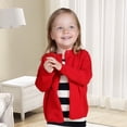 thumbnail image 3 of XinLfly Girls Cardigan Sweater School Uniforms Button Long Sleeve Round Neck Solid Color Knit Top Outerwear,Red,8T, 3 of 8