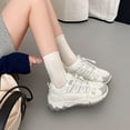 thumbnail image 4 of Women's Chunky Walking Sneakers Breathable Mesh PU No Tie Non Slip Cushioned Athletic Shoes for Gym Running Casual Work, 4 of 7