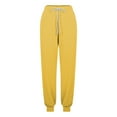 thumbnail image 5 of Olyvenn Sweatpants Women Baggy High Waist Pants with Pockets Drawstring Lounge Workout Trousers Stretch Yoga Jogging Yellow S, 5 of 6