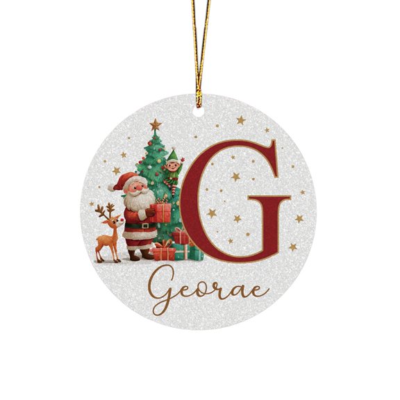 2026 Christmas Home Party Decoration 26 Letters Round Acrylic Christmas Ornament Set Personalized Alphabet Round Pendant DIY Custom Christmas Tree Hanging Decorations Festive Round Pendant