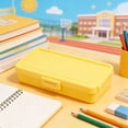 thumbnail image 5 of Qocolcyl Plastic Pencil Box Large Capacity Pencil Case Crayon Box with Snap Tight Lid,Watercolor Pen Storage Brush Stackable Organizer Drawing Tools Container for Home Ofice Supply (Yellow), 5 of 10