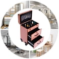 thumbnail image 3 of Rolling Makeup Case Nail Technicians Cosmetic Trolley Storage Organizer Rose Gold, 3 of 12
