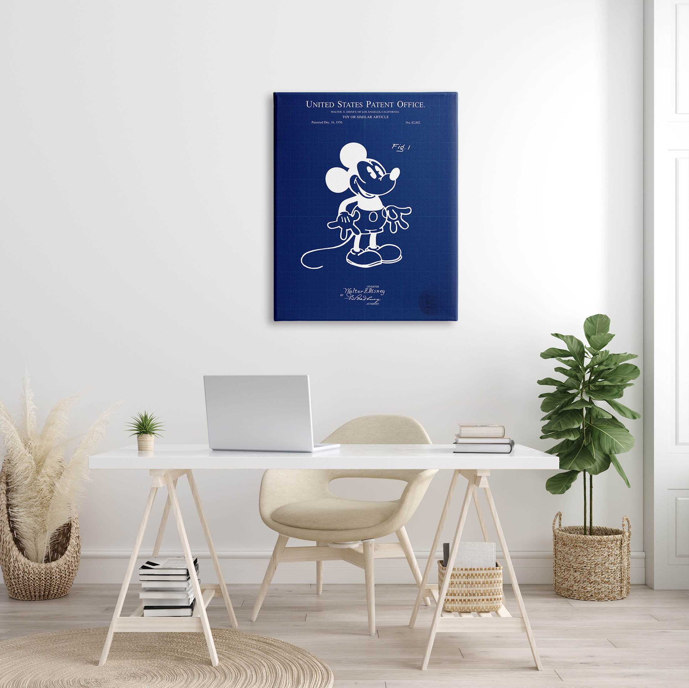 Stupell Industries Cartoon Mouse Character Blueprint Graphic Art Gallery Wrapped Canvas Print Wall Art, Design by Karl Hronek