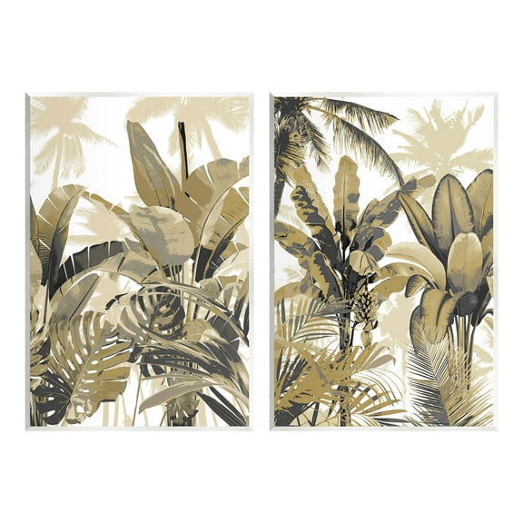 Tropical Jungle Plants Vegetation Botanical & Floral Graphic Art Unframed Art Print Wall Art, Set of 2