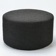 thumbnail image 5 of Modern Round Boucle Upholstered Ottoman with Soft Padded Seat, Multi-Functional Sofa Footrest, Side Table, Extra Seating for Living Room, Bedroom, Entryway (Black, 24" D x 24" W x 13" H), 5 of 8