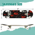 thumbnail image 2 of 31'' Complete Skateboard 7 Layer Canadian Maple Double Kick Deck Skateboards Red Floral Halloween Scary Gothic Dark Skulls Roses Feathers Leaves Skate Board for Beginner Adult Gifts, 2 of 5