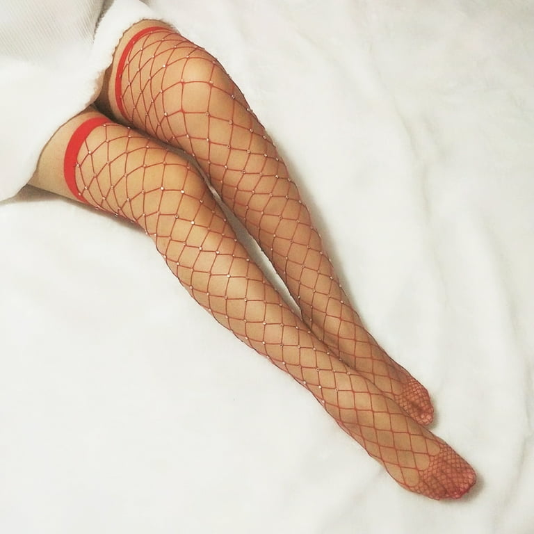 Hirigin Women Crystal Rhinestone Fishnet Net Mesh Sock Stocking Tights  Pantyhose 