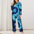 thumbnail image 2 of Xecao Blue Yin And Yang for Women's Long-Sleeved Pajama Set with Button Front and Pockets Soft Lounge Sleepwear for Home Relaxation-XX-Large, 2 of 7