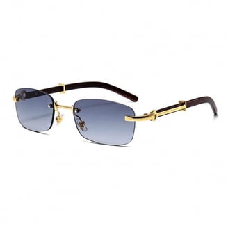 Purple Gray Gradient Tint Lens Rimless Gem Cut Unisex Square  display picture 2