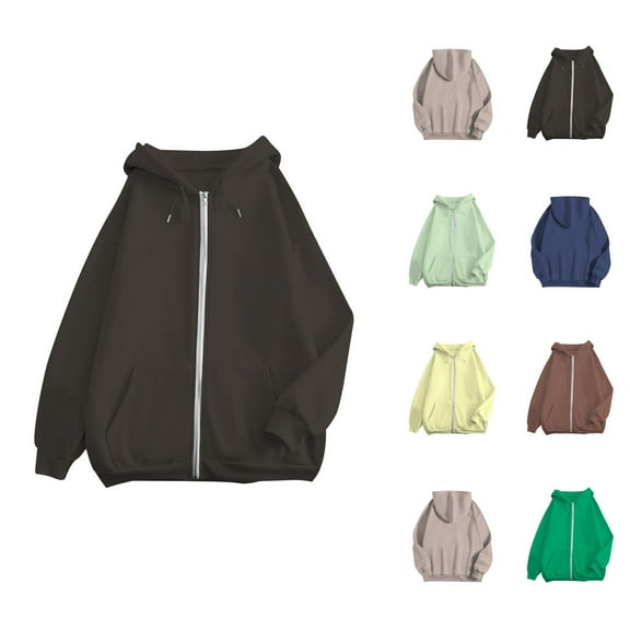 Zip Up Hoodie 2025 Long Sleeve Plain Hooded Sweatshirt with Pockets Pullover Hoody Jacket Hoodies for Women