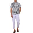 thumbnail image 2 of Camisa de vestir de manga corta con cuello de punto para hombre, estampado de lunares INSPIRE CHIC, talla XL, blanca, 2 of 6