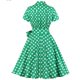 thumbnail image 3 of Vestido de Manga Corta para las Mujeres, Mid-Rise Turndown Cuello Vestido Casual, Moda Ocio Estilo de Verano, 3 of 8