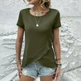 thumbnail image 2 of T Shirts for Women Slim Fit Peplum Short Sleeved Top Blouse T-Shirt Tops Army Green 2XL, 2 of 5