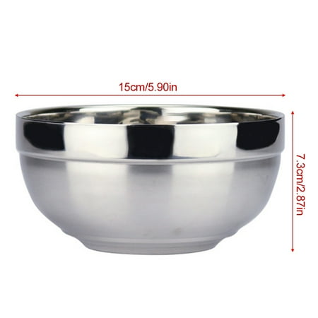 

Goodhd Stainless Steel Rice Soup Heat Insulated 304 Double Walled Bowl Salad Mixing