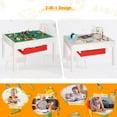 thumbnail image 3 of REDCAMP 2 in 1 Kids Activity Table with Storage Drawers, Wooden Construction Play Table with Detachable Blocks and Blackboard Tabletop,Compatible with Lego and Duplo Bricks，White, 3 of 9