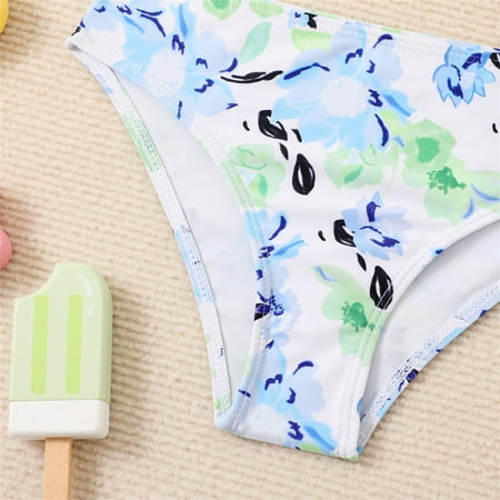 

Gubotare Girl s Swimsuit Sport Floral High Waist Bikini Set Bathing Suit Summer Beach Rash Guard Swimwear For Kid Swimsuits Girl Light Blue 7-9 Years