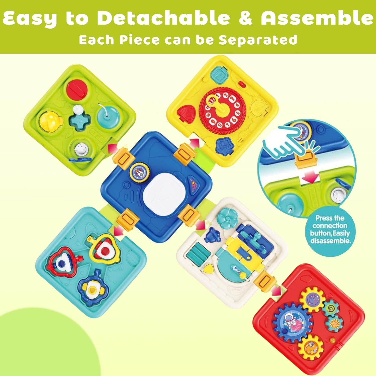 Liegorji 6 in 1 Busy Board, Montessori Toys for  Toddler, Educational Early Development Activity Cube Toys for  Boys&Girls, Ideal Gifts for 1-8 Ages