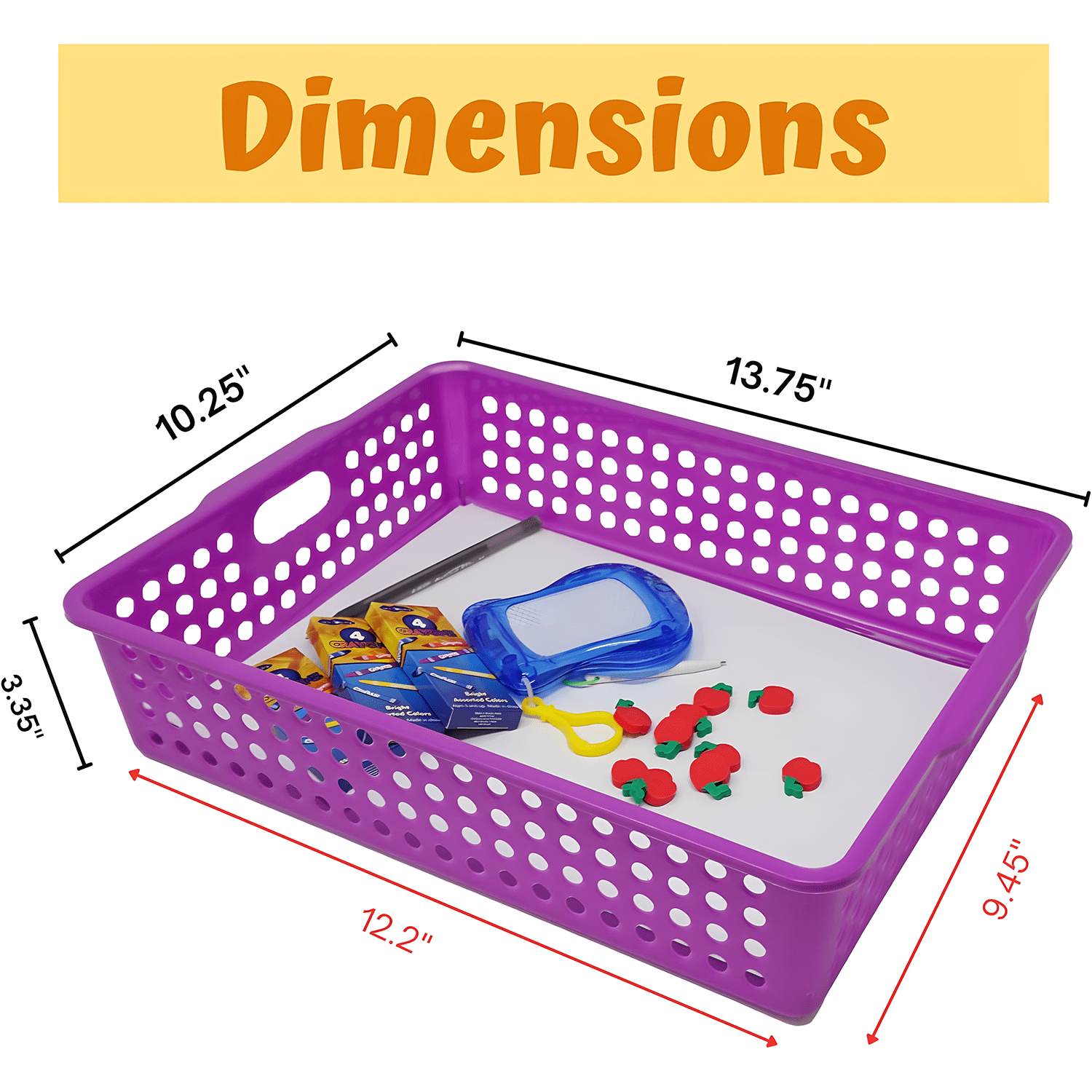4E's Novelty 6 Pack Colorful Plastic Classroom and Office Storage Bins, A4 Paper Trays with Handles, Stackable