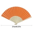 thumbnail image 2 of Yucurem 1 Pack Foldable Handheld Fan, Chinese Folding Fan for Women, Solid Bamboo Paper Fans for Wedding Guests, Dancing, Party Favors (Orange), 2 of 7