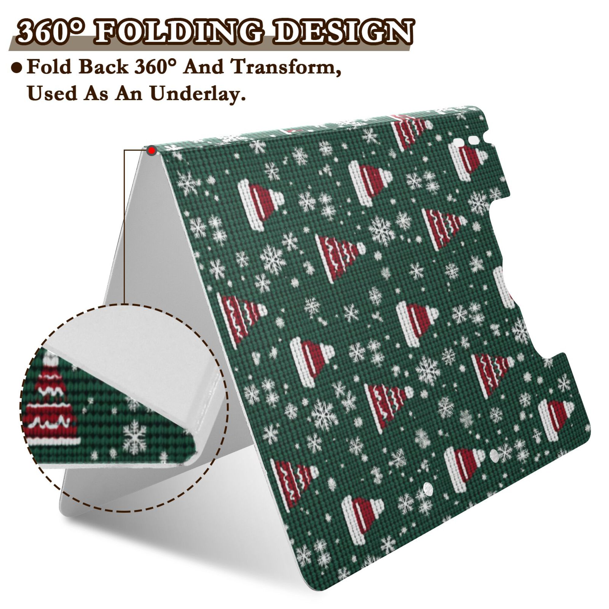 FORMRS A4 Clipboard Folder with Pen Holder Horizontal Foldable School Office Binder, Red Christmas Trees