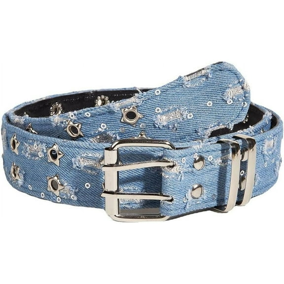 YooGuoGuo Fashion Denim Blue PU Leather Waist Belts Sequin for Women Ladies Cowgirl for Pants Jeans Dresse
