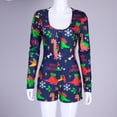 thumbnail image 3 of Mono Con Estampado De Dinosaurios Mono ajustado para mujer Mamelucos navideños elásticos Estilo sexy Casual para Año Nuevo Kuymtek L Azul para Mujer, 3 of 9