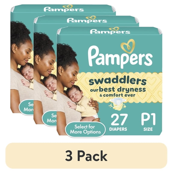 (3 pack) Pampers Swaddlers Diapers Size Preemie, 27 Count (Select for More Options)