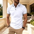 thumbnail image 3 of Homeyce Mens Short Sleeve Polo Shirts Collared Button Down Shirts Work Fashion Casual Classic Polo Sweater Solid Color Short Sleeve Golf T Shirt,White XL, 3 of 7