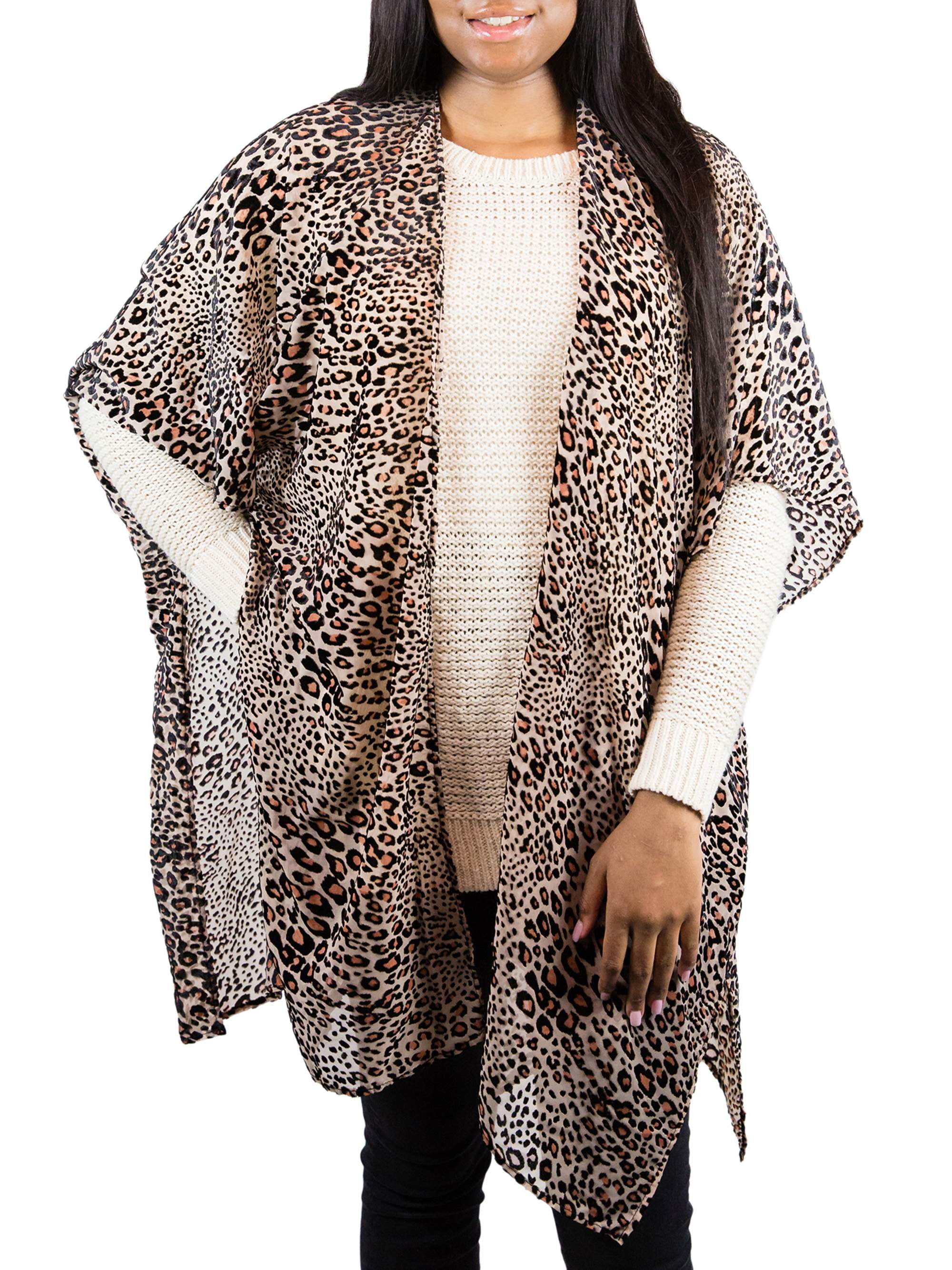Womens Plus Size Top Kaftan Blouse Kimono Sleeve Leopard Sequin Print