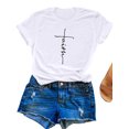 thumbnail image 3 of T-Shirt Col Rond Imprimé Croix Foi pour Femmes, 3 of 7