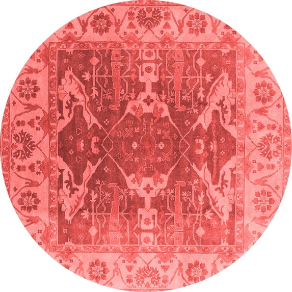 Ahgly Company Indoor Round Oriental Red Traditional Area Rugs, 7' Round