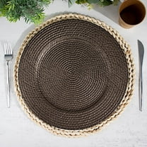 BalsaCircle 6 Brown 13 in Round Rattan-Like Plastic Charger Plates Party Events Home Decorations Supplies