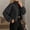 Black, variant on Womens Oversized Funnel Neck Bomber Puff Jacket Windproof Waterproof Lightweight Shacket Spring Fall Outerwear
