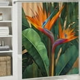 thumbnail image 6 of Chilfamy Bird of Paradise Flower Leaves Digital Painting Shower Curtain with Hooks, Cloth Fabric Bathroom Decor Set 100% Polyester Home Bathtubs Bathroom Decoration Set 60x72, 6 of 7