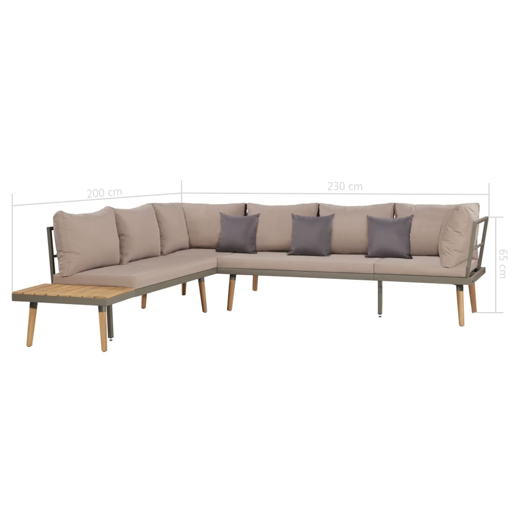 Kepooman Outdoor Patio L-Shape Sofa Set with Cushion & Pillows, Set of 4, Brown Kepooman Outdoor Patio L-Shape Sofa Set with Cushion & Pillows, Set of 4, Brown